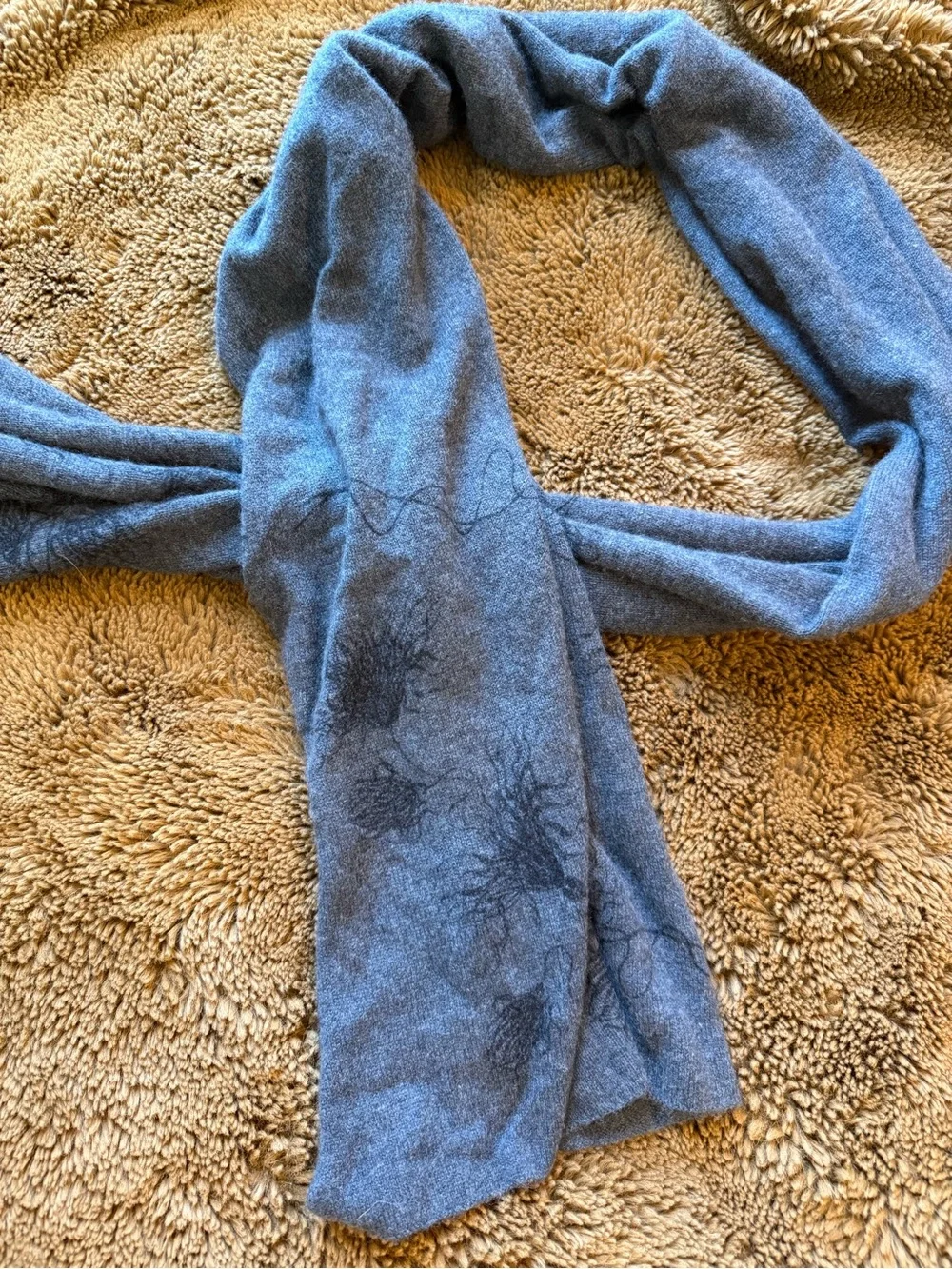 White + Warren Gray Floral Cashmere Scarf